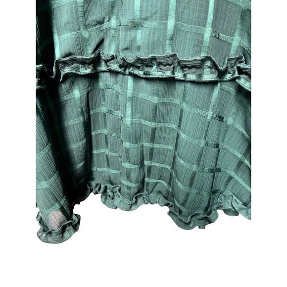 B. DARLIN Green windowpane check babydoll tiered ruffle sweetheart dress sz M - Picture 12 of 12